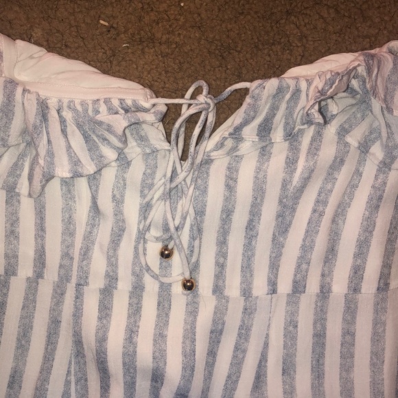 Blue/White Striped Off the Shoulder Dress Size M - Picture 3 of 5